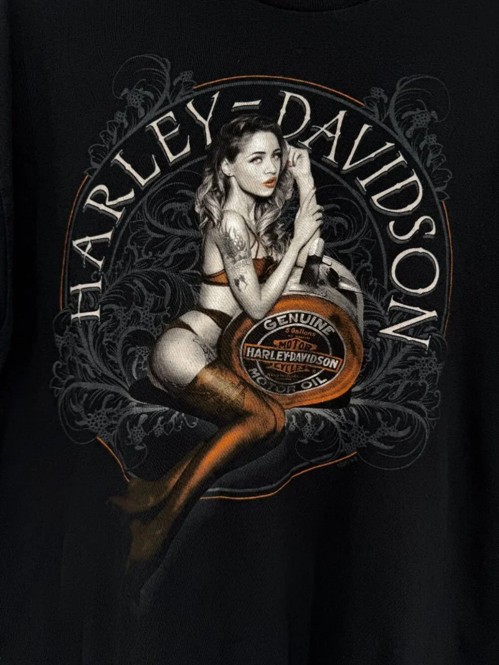 Harley-Davidson Republic Stafford TX Pin Up Girl Graphic T-Shirt Black XL Unisex - Picture 1 of 9
